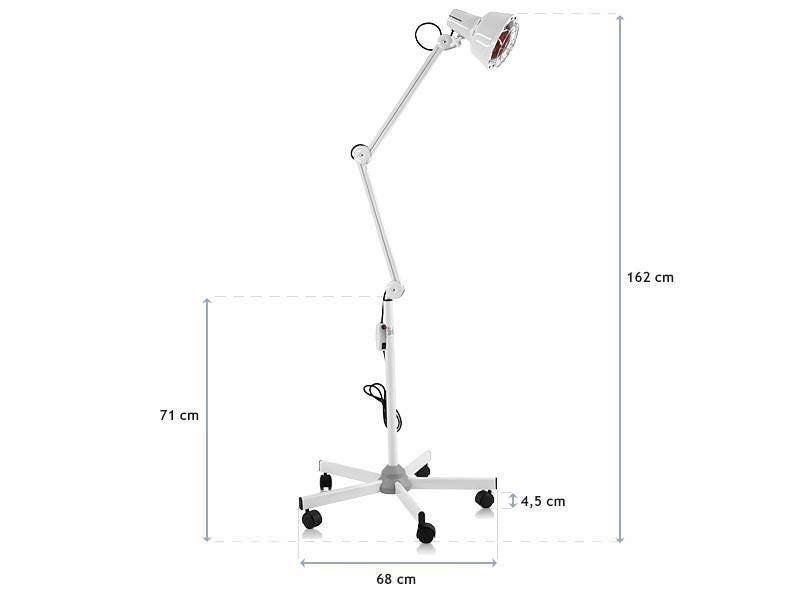 Lámpara infrarrojos con base rodable y brazo articulado ref