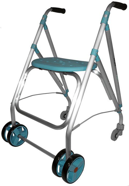 Andador aluminio plegable con asiento y ruedas traseras ref. 07042